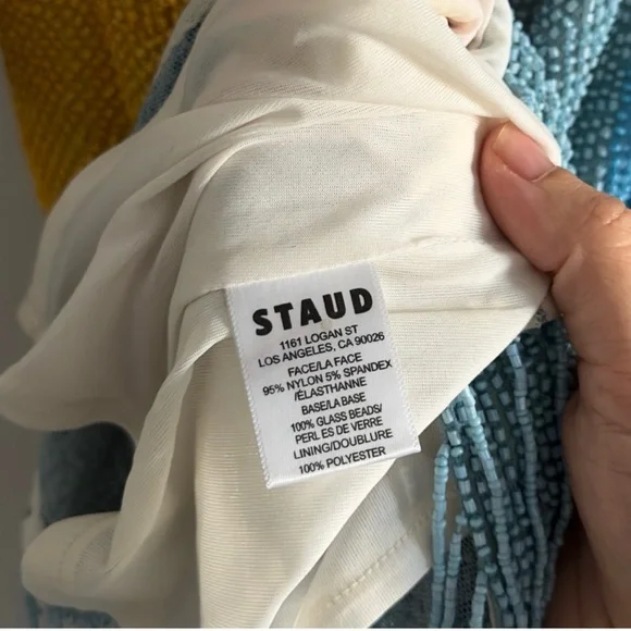 Staud Le Sable Square-Neck Beaded Mini Dress in Daffodil Dream Size XS - Picture 10 of 12